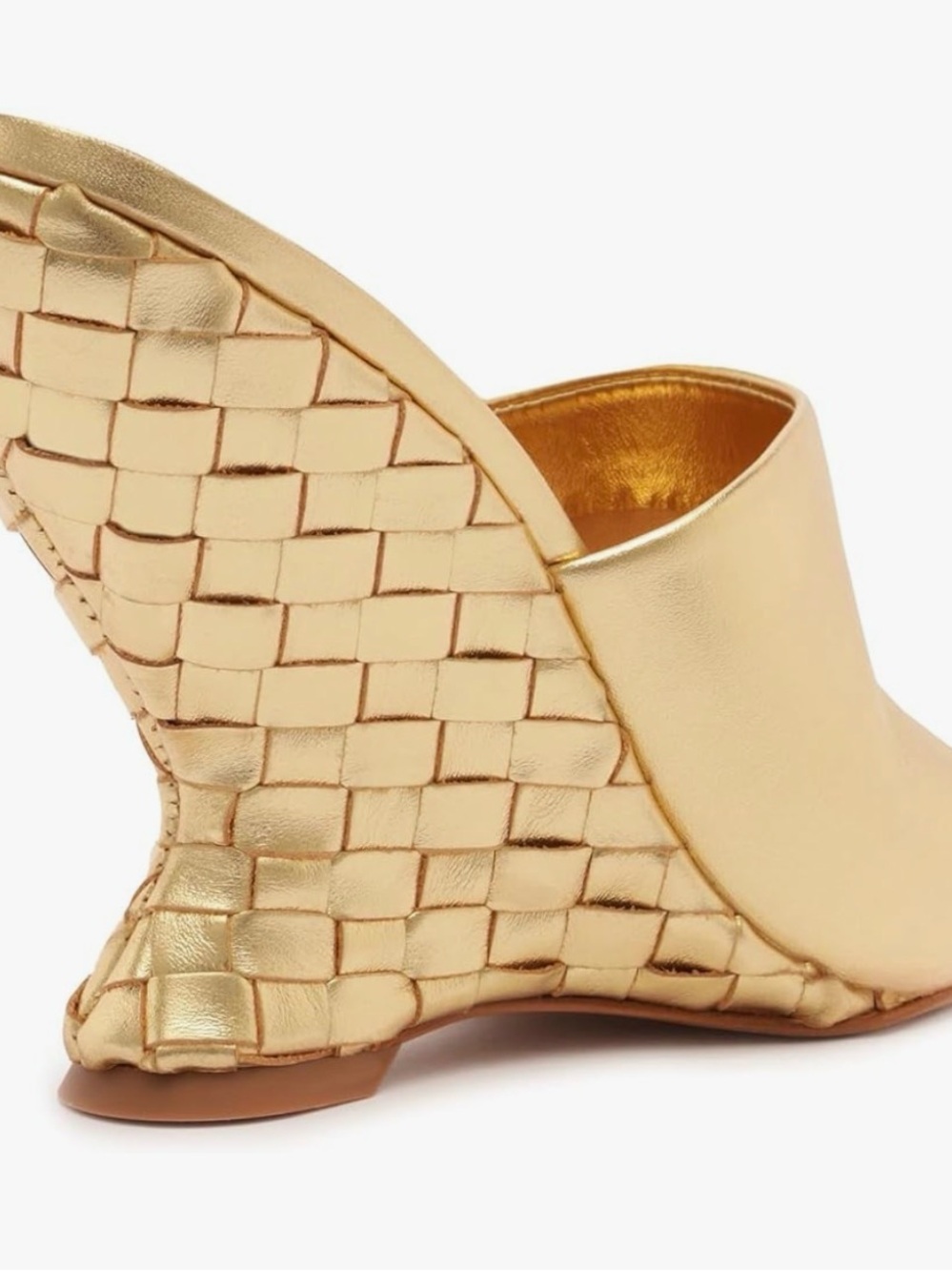 SCHUTZ Metallic Gold Woven Wedge Slide Mules - Picture 3 of 9